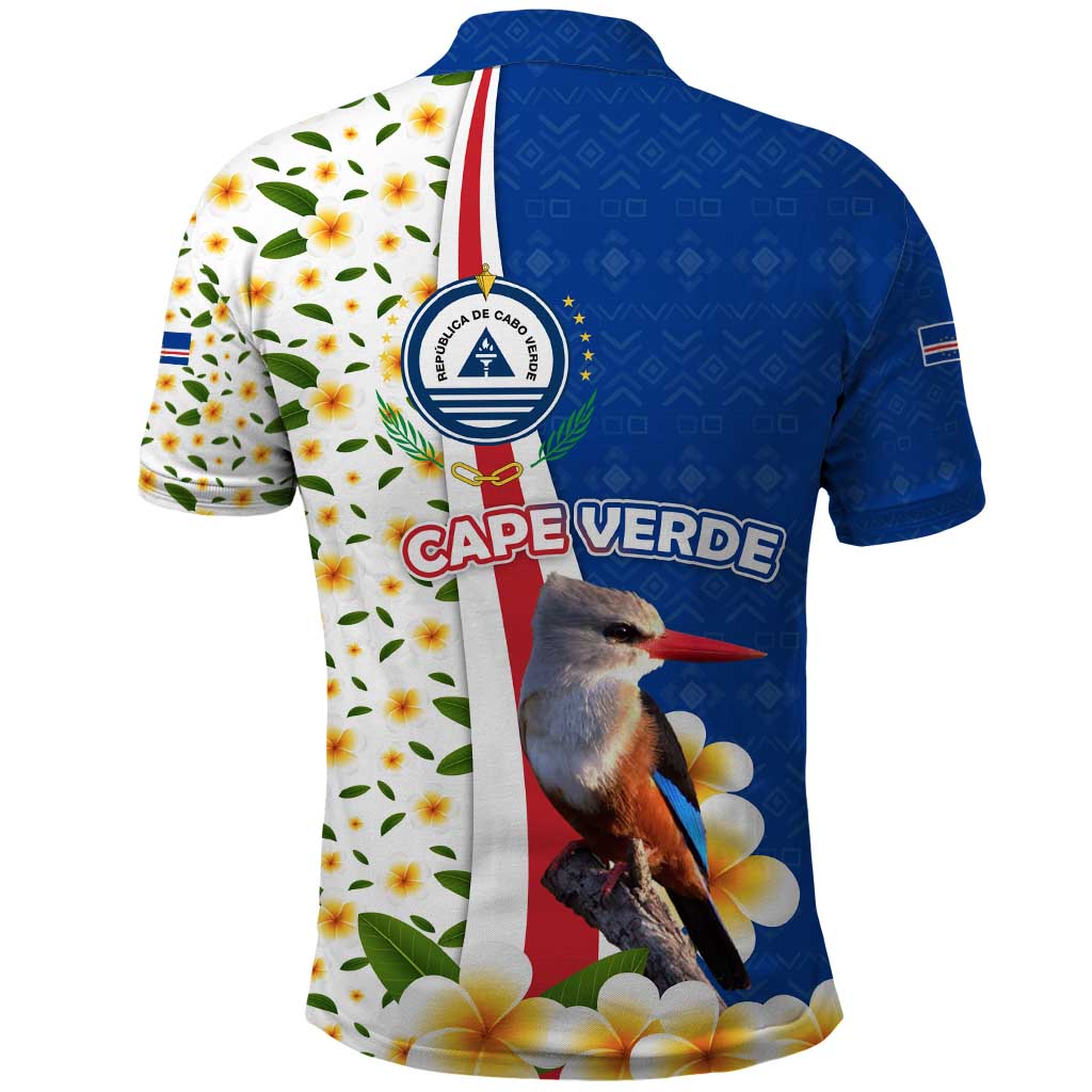 Cape Verde Polo Shirt with Kingfisher Bird Floral Flag Spirit TS04