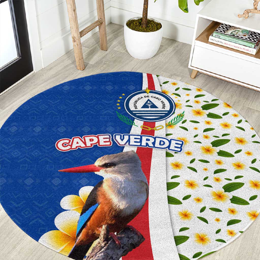 Cape Verde Round Carpet Kingfisher Bird Floral Flag Spirit TS04