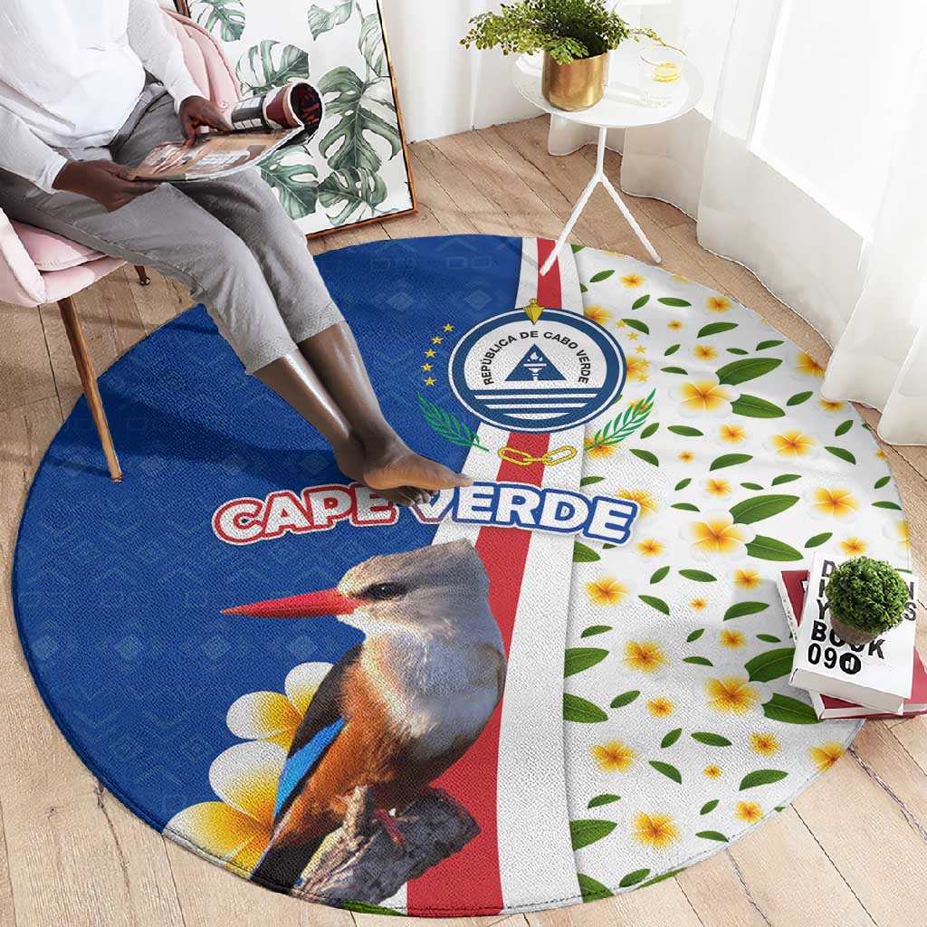 Cape Verde Round Carpet Kingfisher Bird Floral Flag Spirit TS04