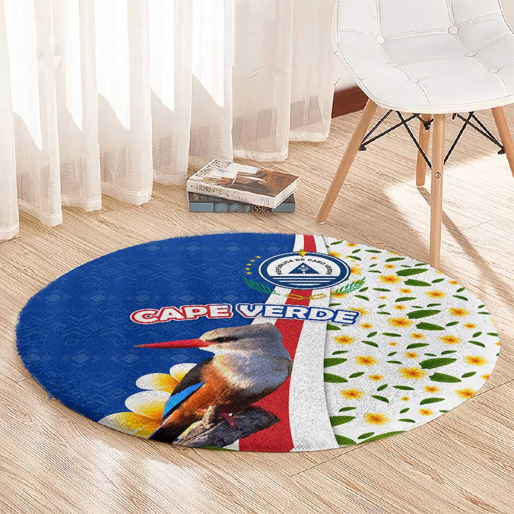 Cape Verde Round Carpet Kingfisher Bird Floral Flag Spirit TS04