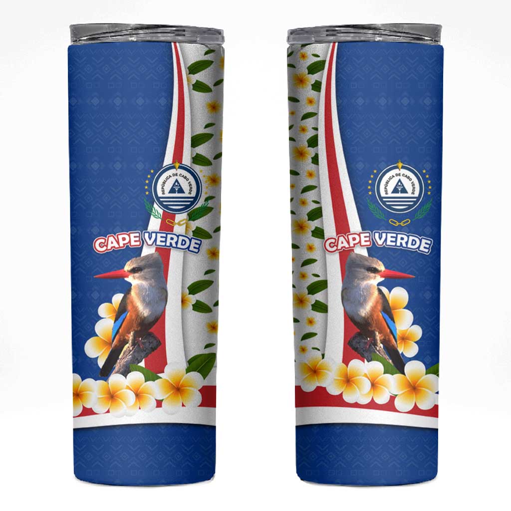 Cape Verde Skinny Tumbler Kingfisher Bird Floral Flag Spirit TS04