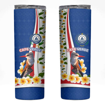 Cape Verde Skinny Tumbler Kingfisher Bird Floral Flag Spirit TS04