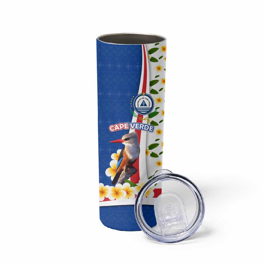 Cape Verde Skinny Tumbler Kingfisher Bird Floral Flag Spirit TS04