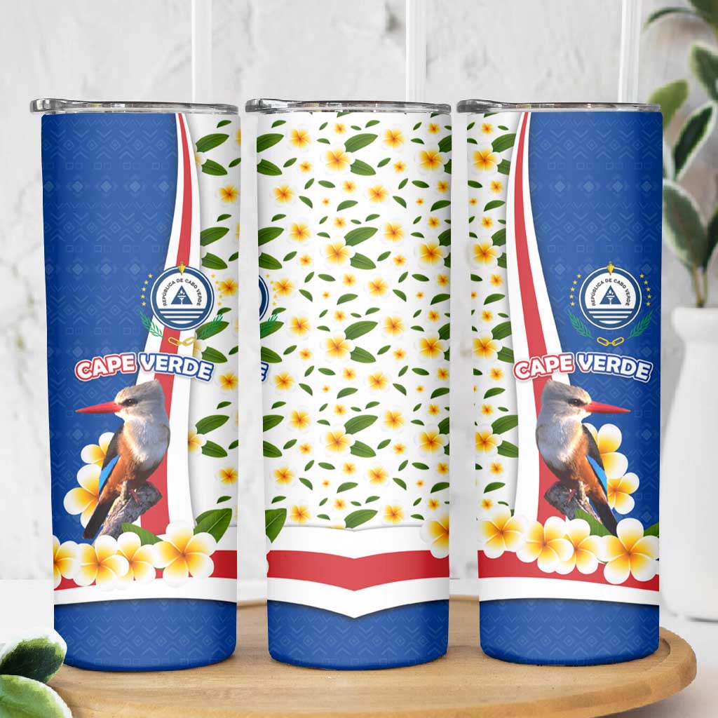 Cape Verde Skinny Tumbler Kingfisher Bird Floral Flag Spirit TS04