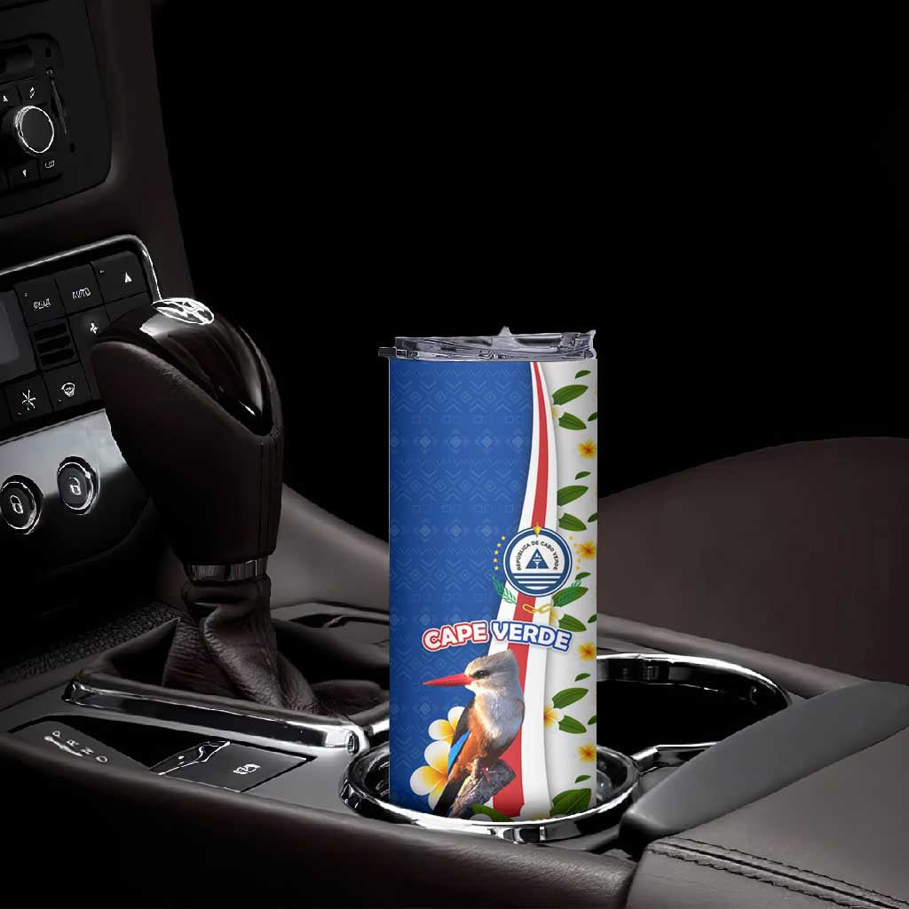Cape Verde Skinny Tumbler Kingfisher Bird Floral Flag Spirit TS04