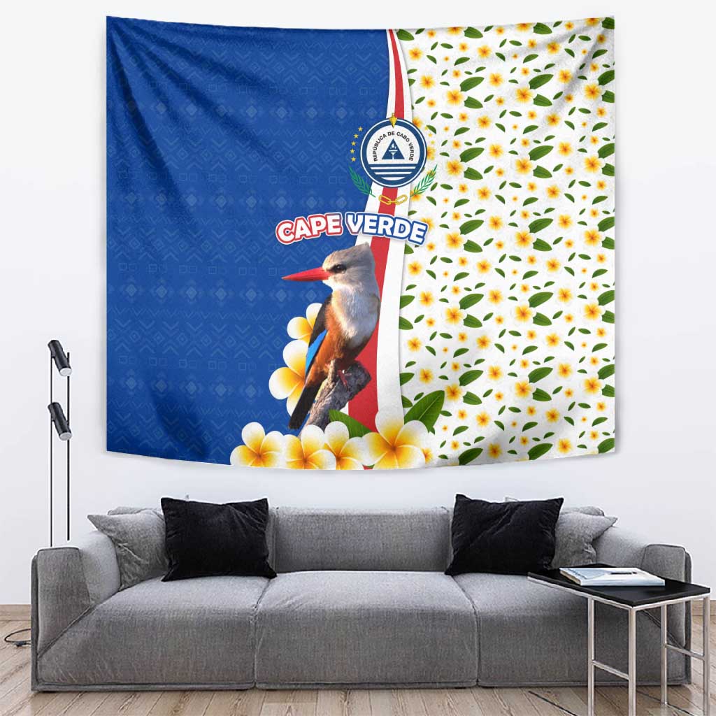 Cape Verde Tapestry Kingfisher Bird Floral Flag Spirit TS04