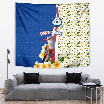 Cape Verde Tapestry Kingfisher Bird Floral Flag Spirit TS04