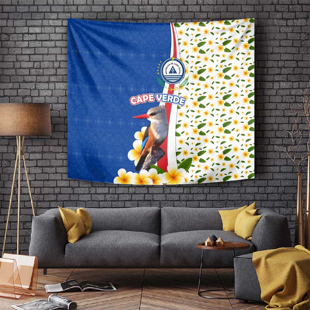 Cape Verde Tapestry Kingfisher Bird Floral Flag Spirit TS04