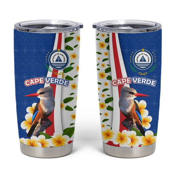 Cape Verde Tumbler Cup Kingfisher Bird Floral Flag Spirit TS04