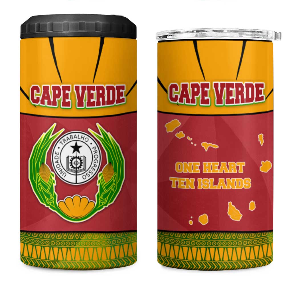Cape Verde 4 in 1 Can Cooler Tumbler One Heart Ten Islands National Emblem Spirit TS04