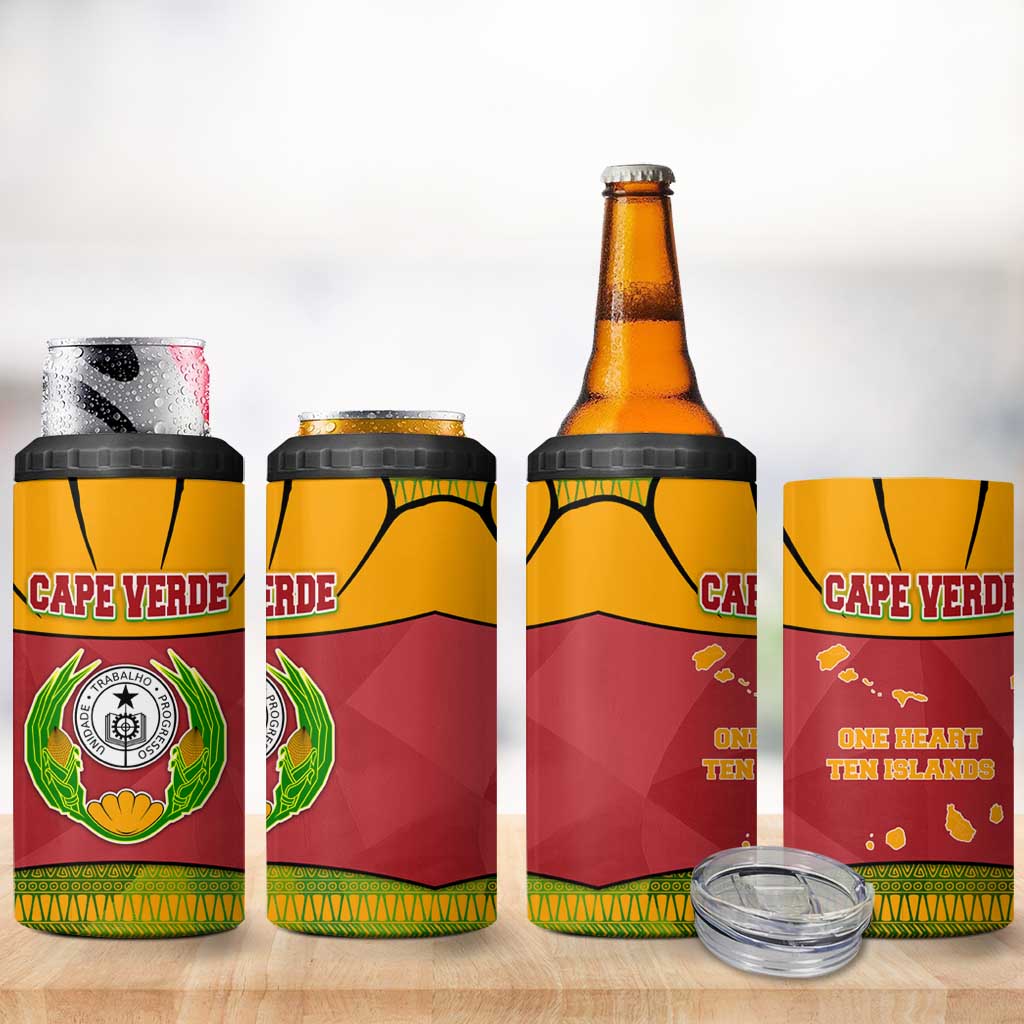 Cape Verde 4 in 1 Can Cooler Tumbler One Heart Ten Islands National Emblem Spirit TS04