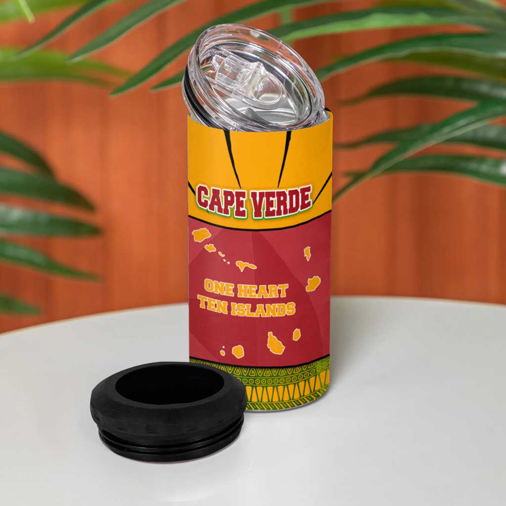 Cape Verde 4 in 1 Can Cooler Tumbler One Heart Ten Islands National Emblem Spirit TS04