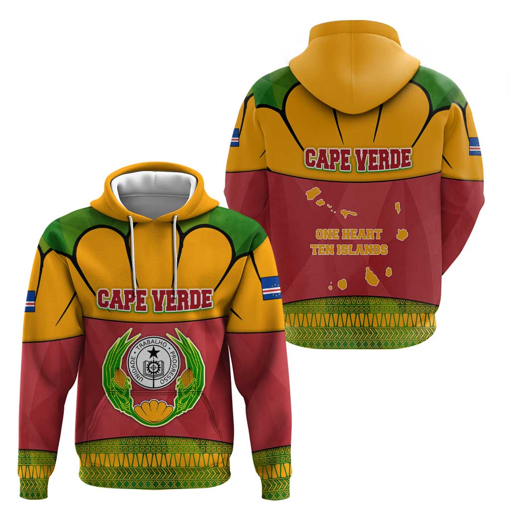 Cape Verde Hoodie with One Heart Ten Islands National Emblem Spirit TS04