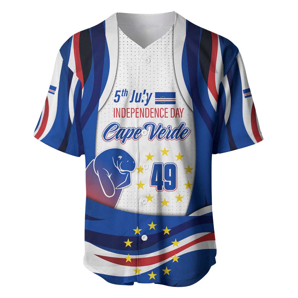 Cape Verde Baseball Jersey with Independence Day 5th July Flag Celebration Spirit TS04