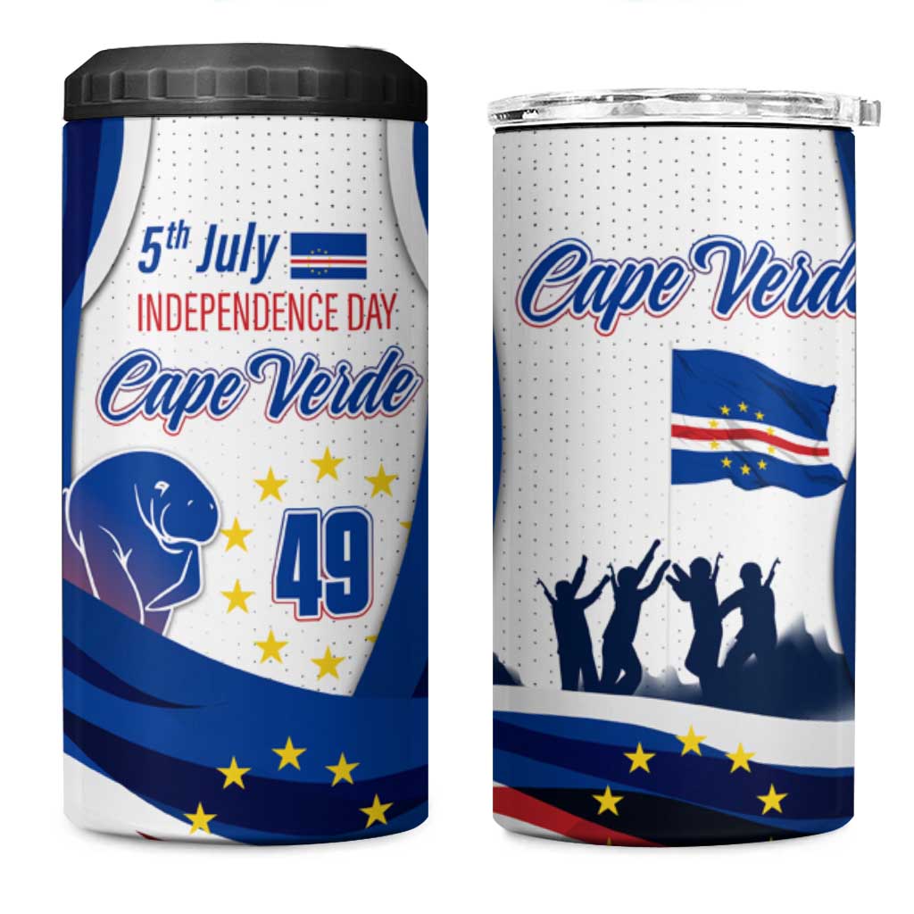 Cape Verde 4 in 1 Can Cooler Tumbler with Independence Day 5th July Flag Celebration Spirit TS04