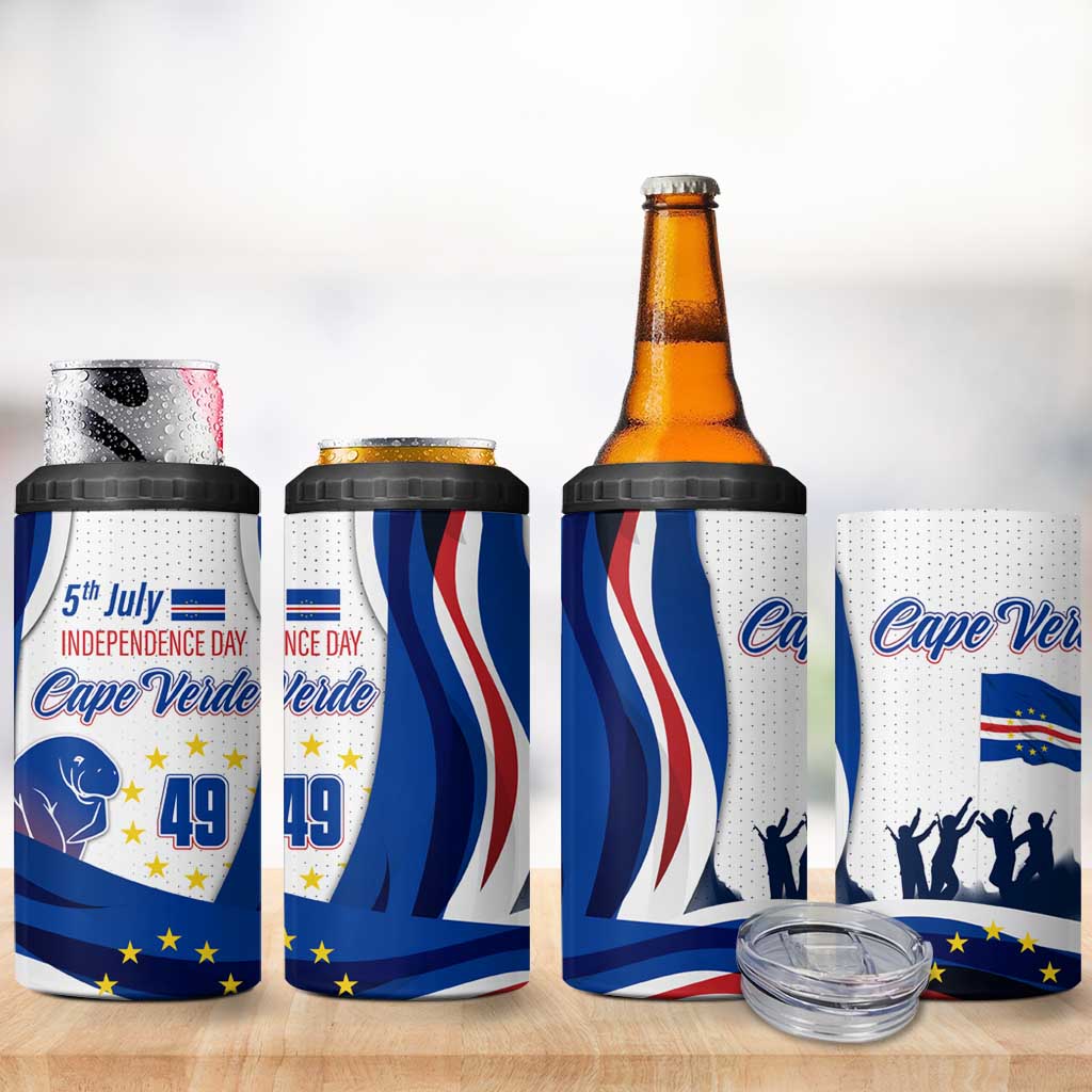 Cape Verde 4 in 1 Can Cooler Tumbler with Independence Day 5th July Flag Celebration Spirit TS04