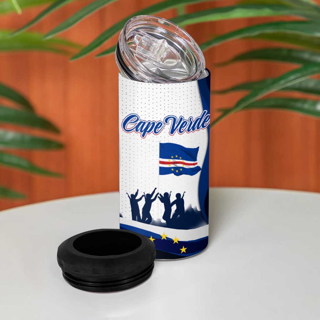 Cape Verde 4 in 1 Can Cooler Tumbler with Independence Day 5th July Flag Celebration Spirit TS04