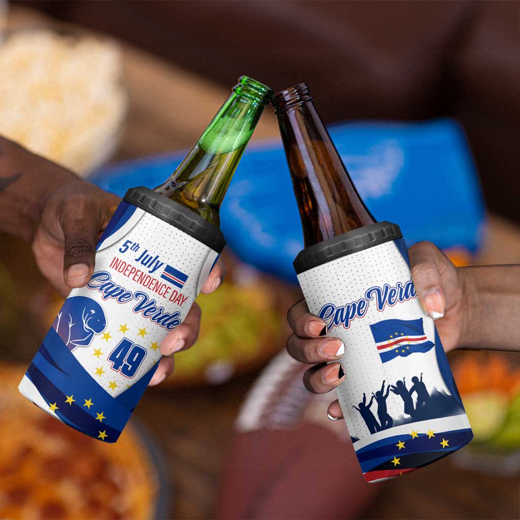 Cape Verde 4 in 1 Can Cooler Tumbler with Independence Day 5th July Flag Celebration Spirit TS04