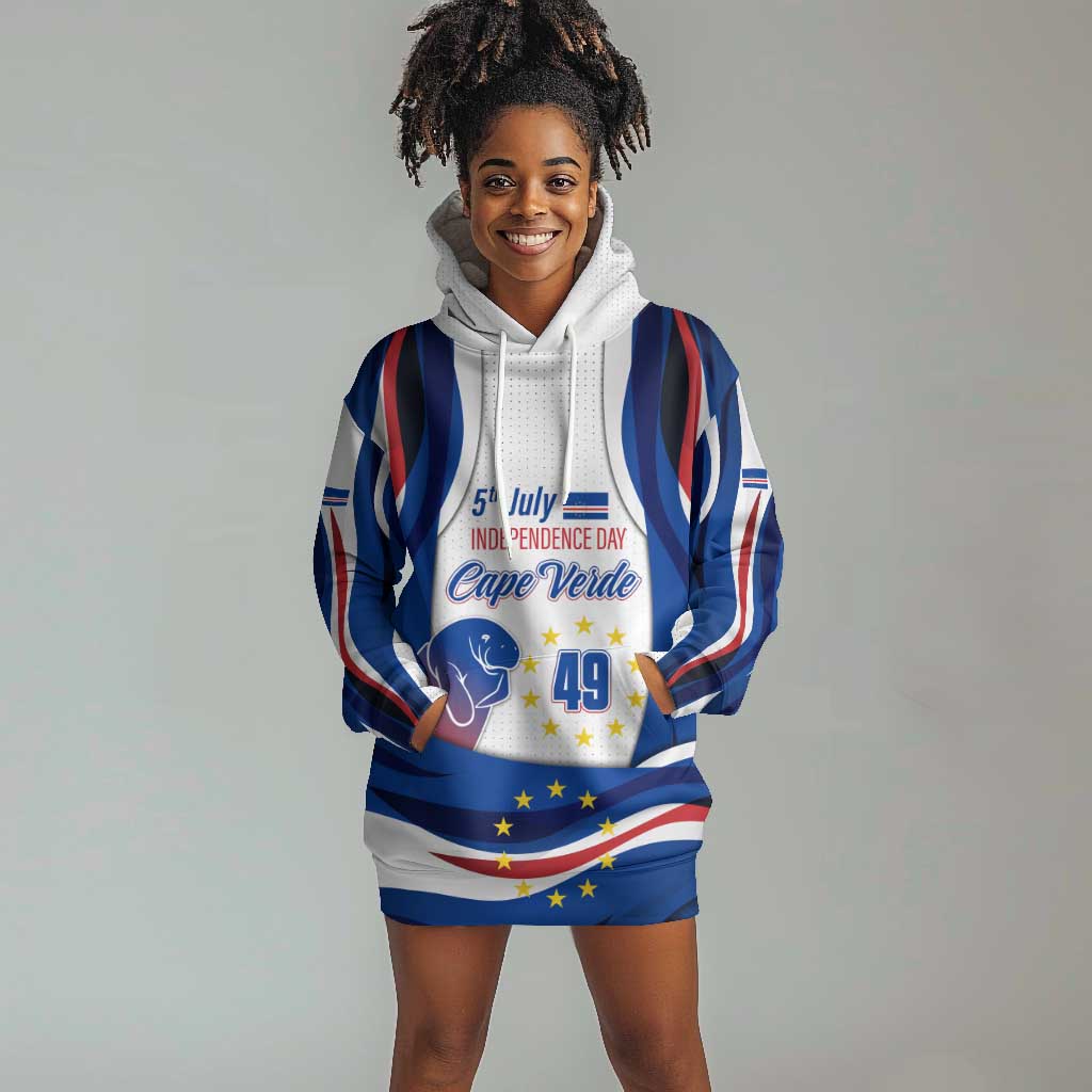 Cape Verde Hoodie Dress with Independence Day 5th July Flag Celebration Spirit TS04