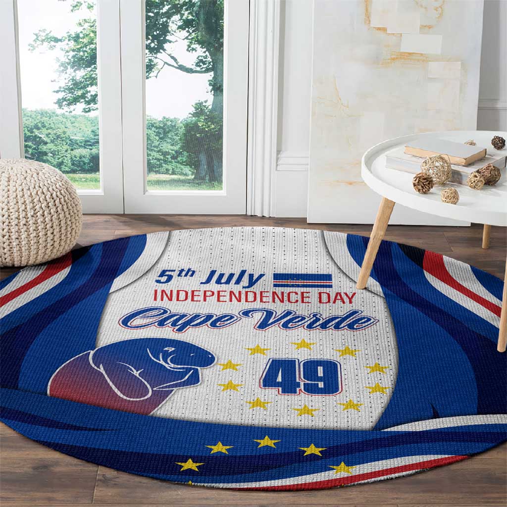 Cape Verde Round Carpet with Independence Day 5th July Flag Celebration Spirit TS04