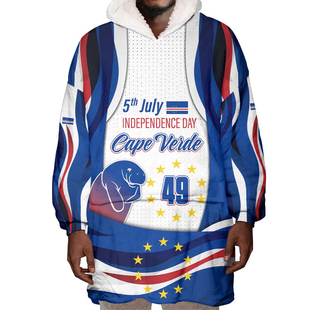 Cape Verde Wearable Blanket Hoodie with Independence Day 5th July Flag Celebration Spirit TS04