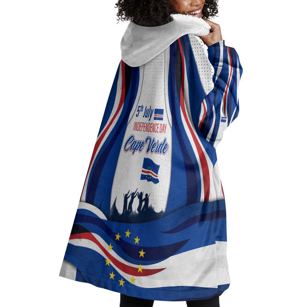 Cape Verde Wearable Blanket Hoodie with Independence Day 5th July Flag Celebration Spirit TS04