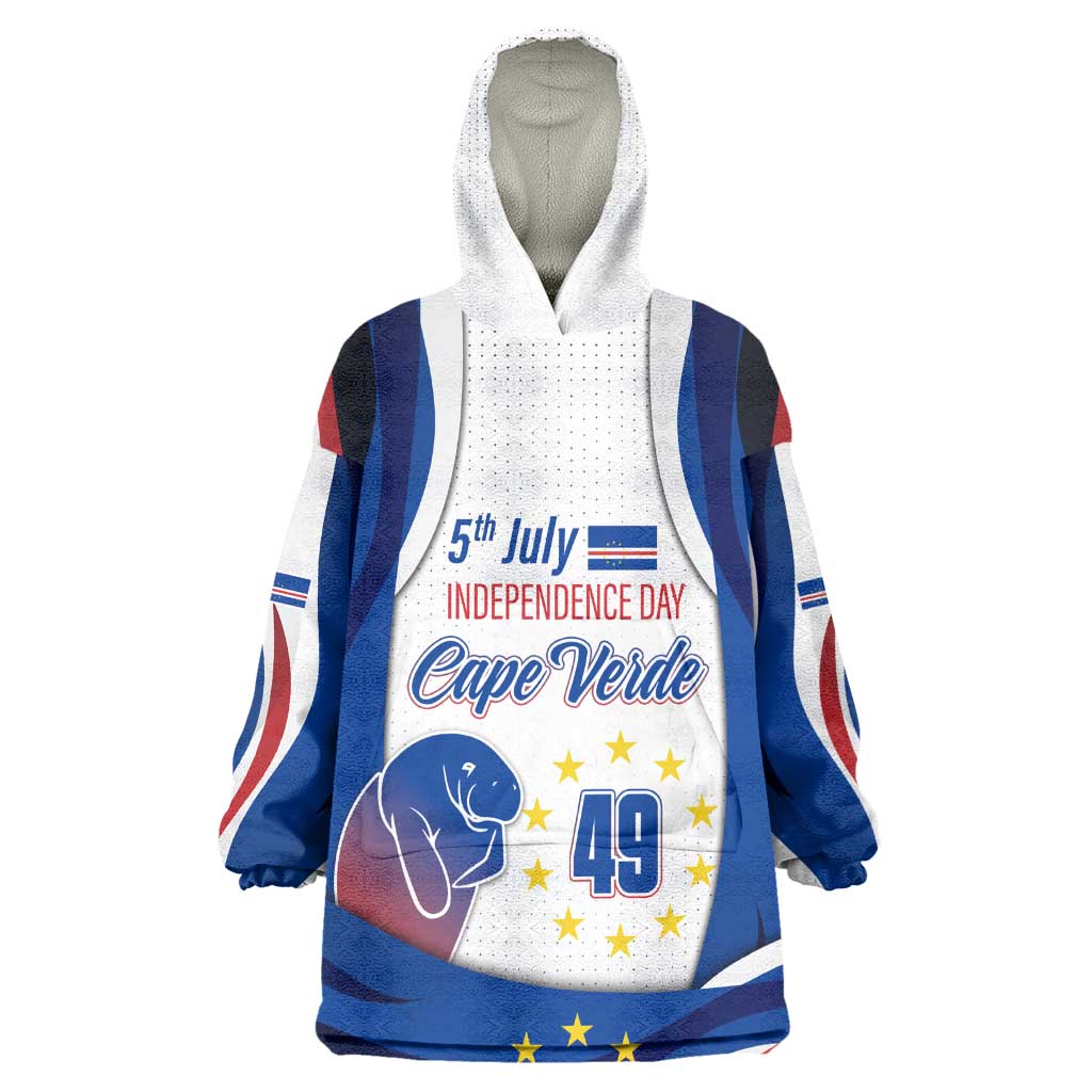 Cape Verde Wearable Blanket Hoodie with Independence Day 5th July Flag Celebration Spirit TS04