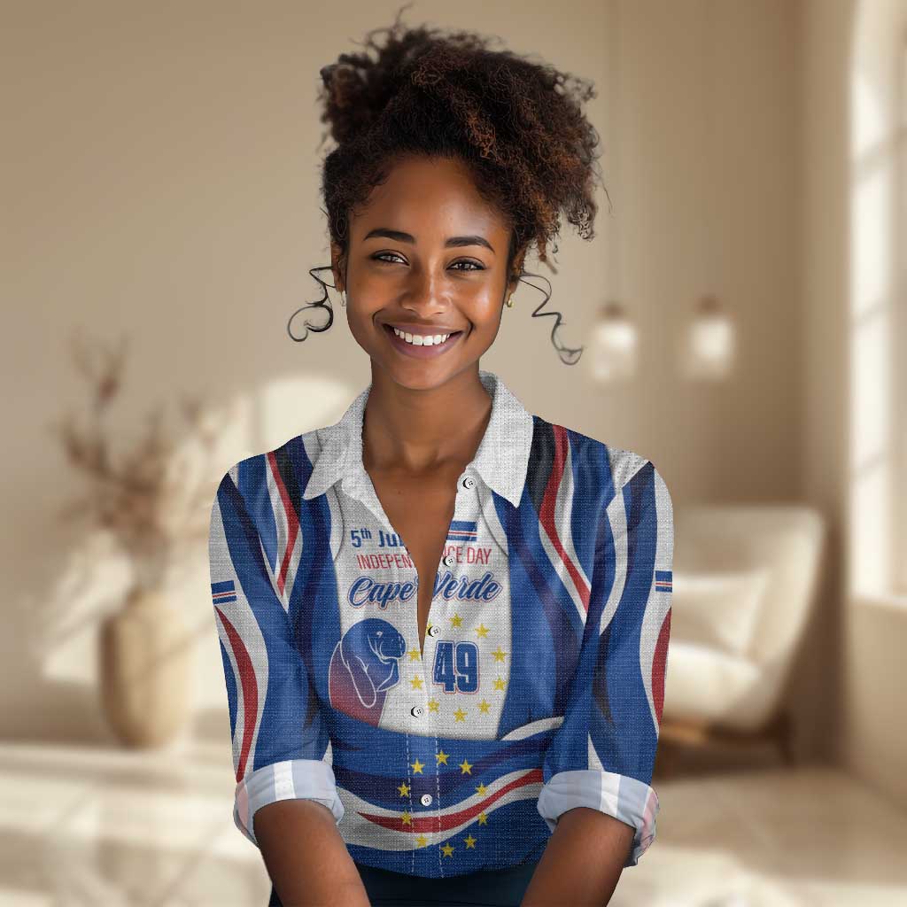 Cape Verde Women Casual Shirt with Independence Day 5th July Flag Celebration Spirit TS04