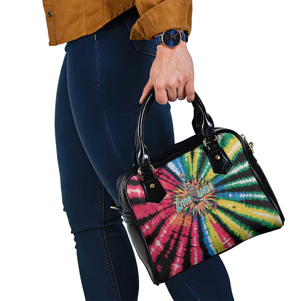 Lithuania Tie Dye Basketball Shoulder Handbag with Skeleton Dunk Graphic and Retro Colors TS04