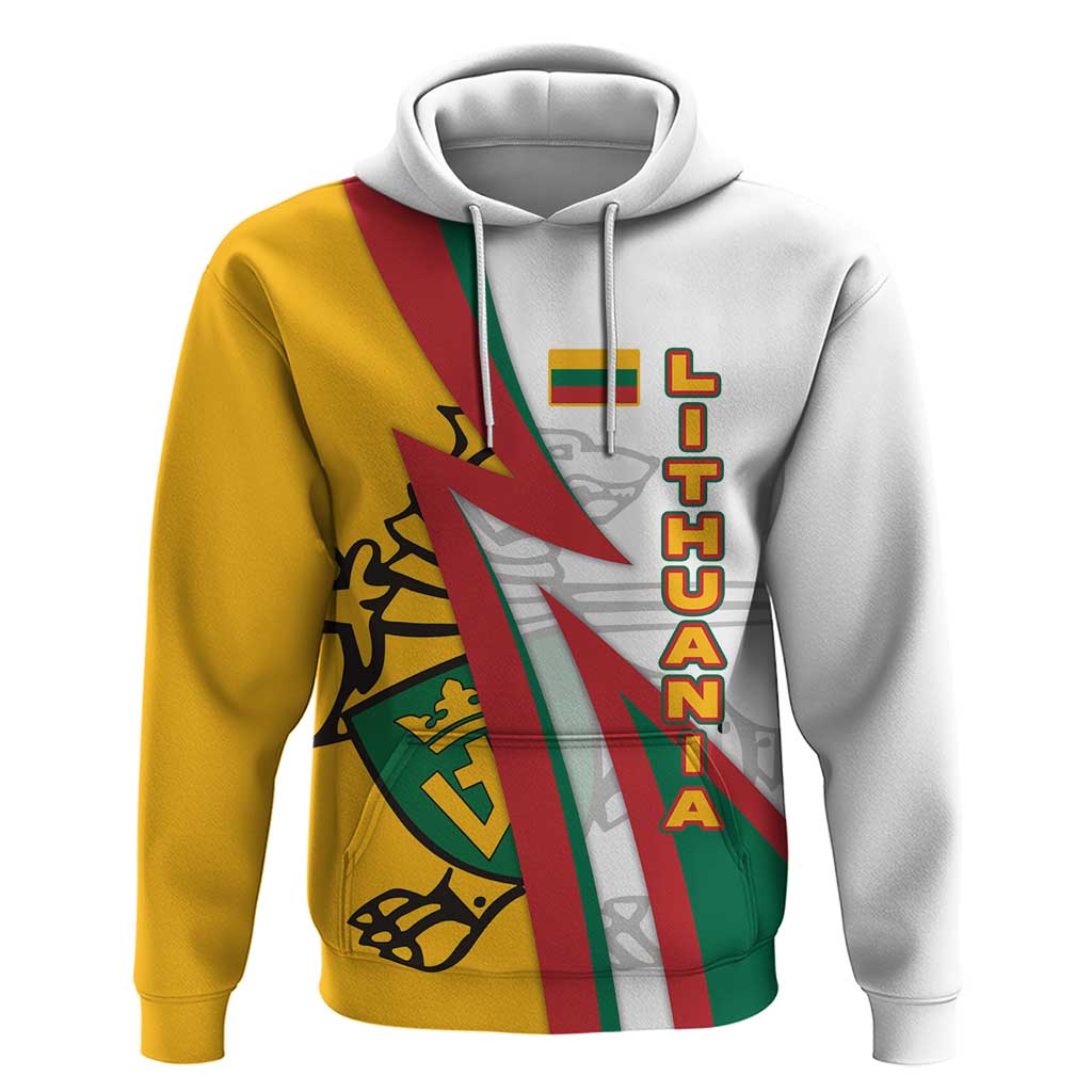 Lithuania Flag Colors Hoodie with Vytis Knight Design and Bold Lightning Motif TS04