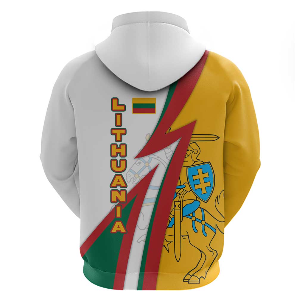 Lithuania Flag Colors Hoodie with Vytis Knight Design and Bold Lightning Motif TS04