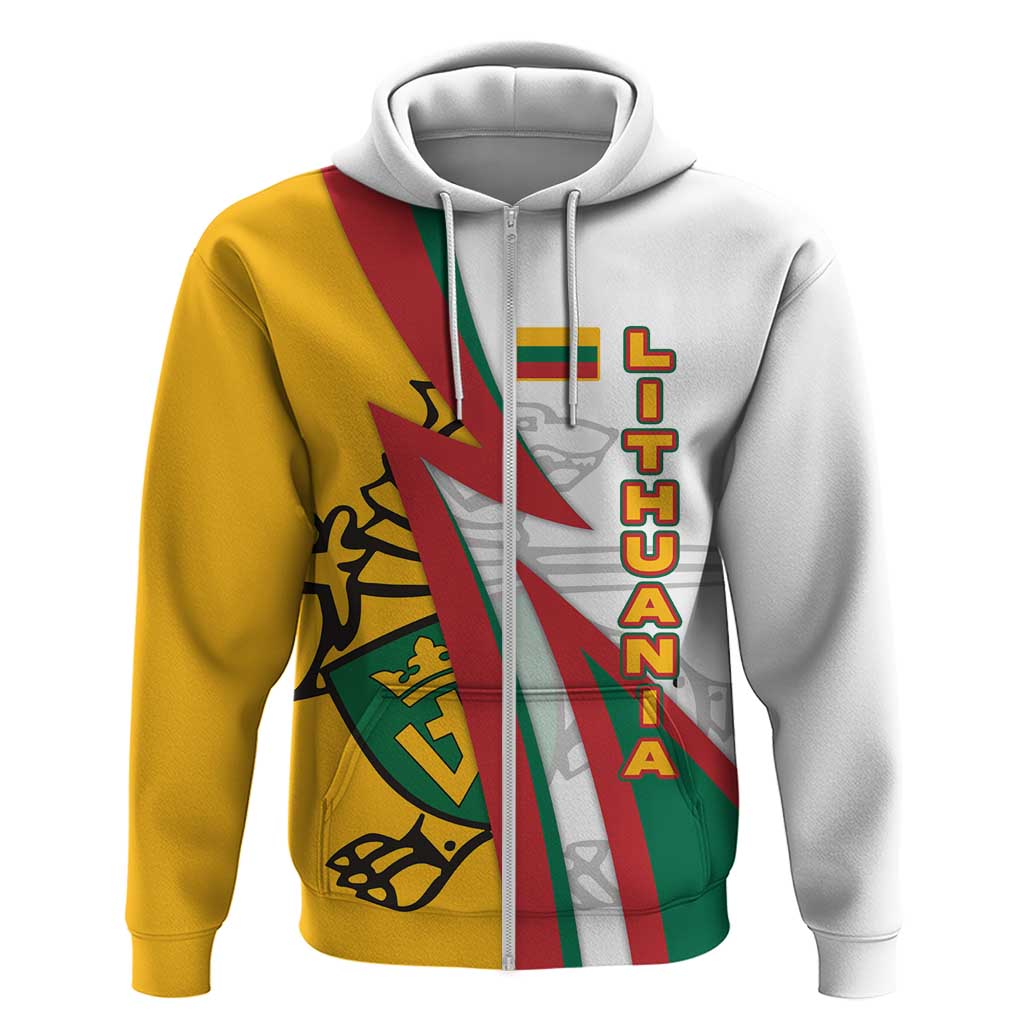 Lithuania Flag Colors Hoodie with Vytis Knight Design and Bold Lightning Motif TS04