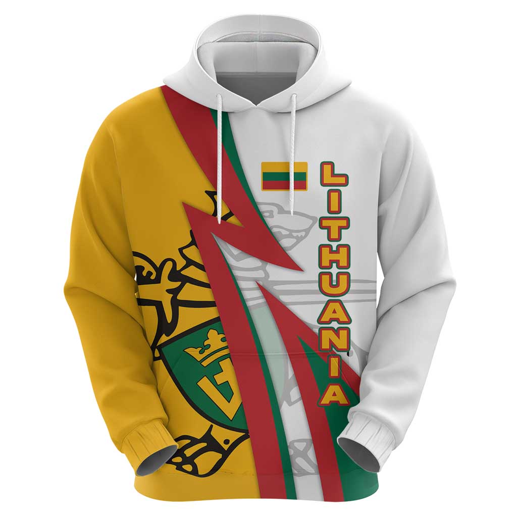 Lithuania Flag Colors Hoodie with Vytis Knight Design and Bold Lightning Motif TS04