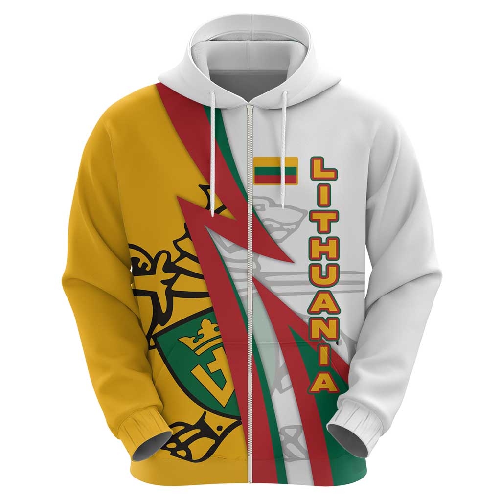 Lithuania Flag Colors Hoodie with Vytis Knight Design and Bold Lightning Motif TS04