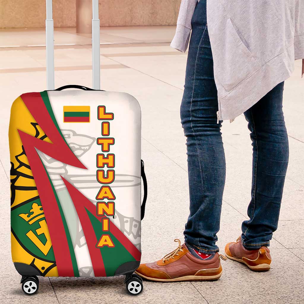 Lithuania Flag Colors Luggage Cover with Vytis Knight Design and Bold Lightning Motif TS04