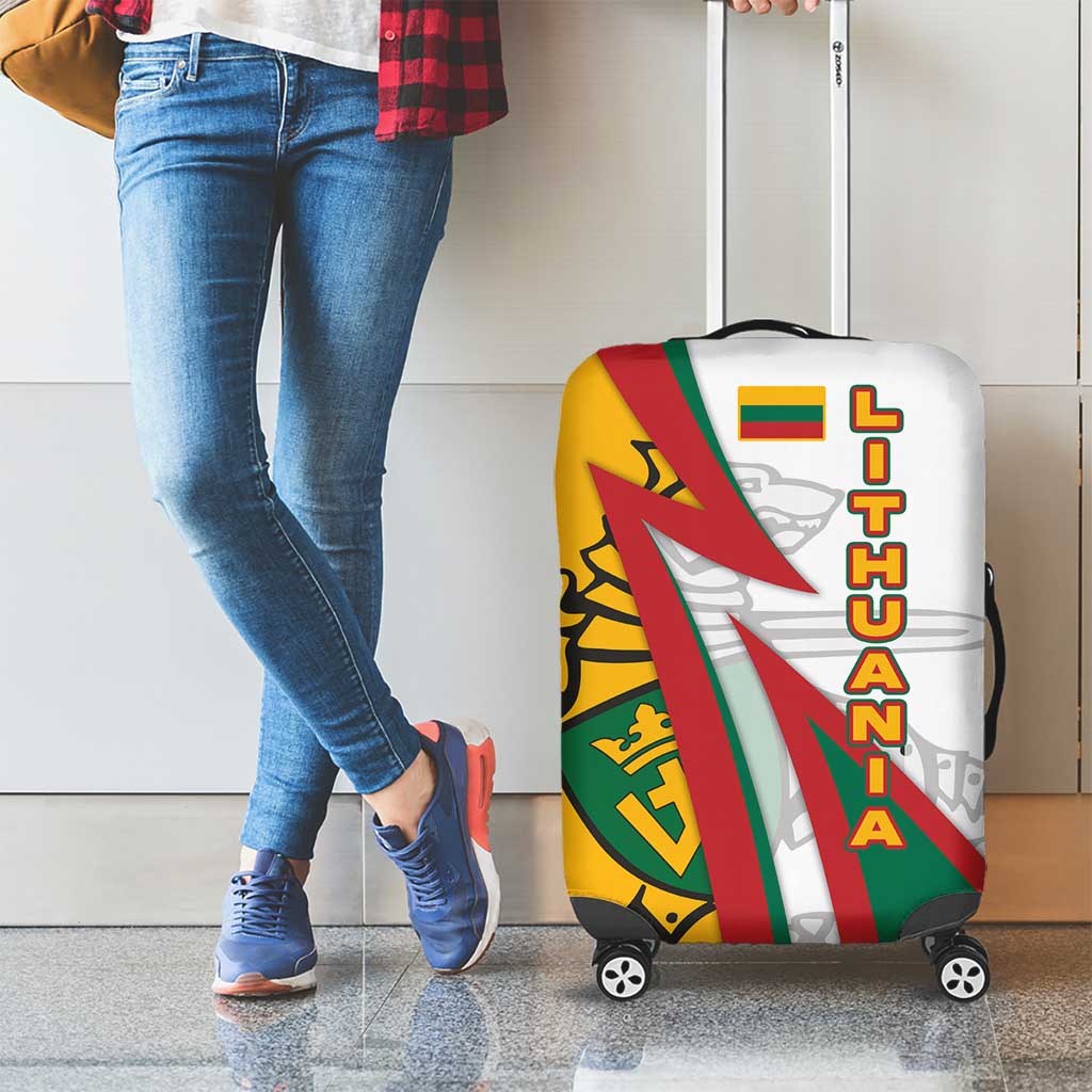 Lithuania Flag Colors Luggage Cover with Vytis Knight Design and Bold Lightning Motif TS04