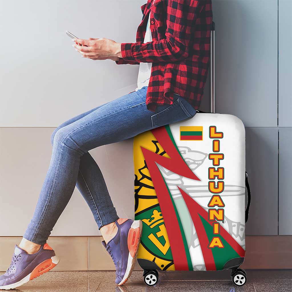 Lithuania Flag Colors Luggage Cover with Vytis Knight Design and Bold Lightning Motif TS04