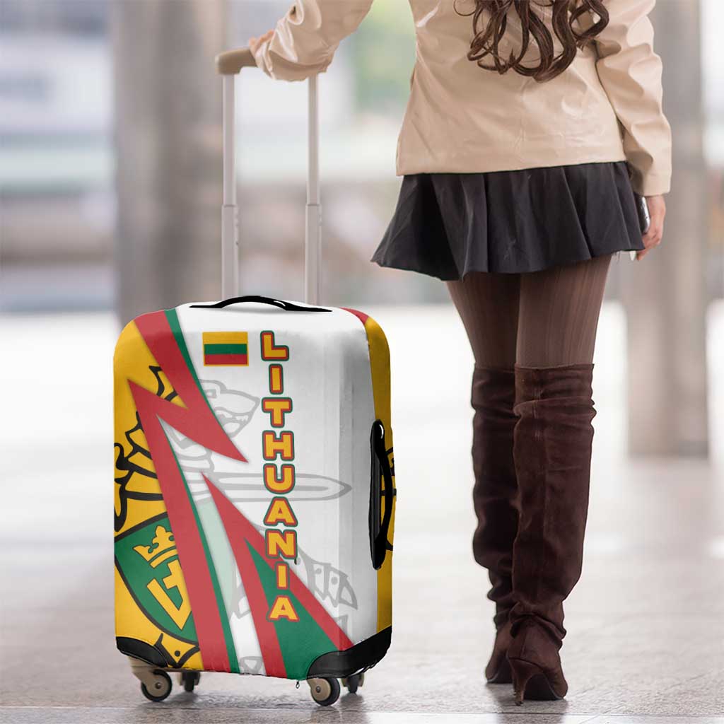 Lithuania Flag Colors Luggage Cover with Vytis Knight Design and Bold Lightning Motif TS04