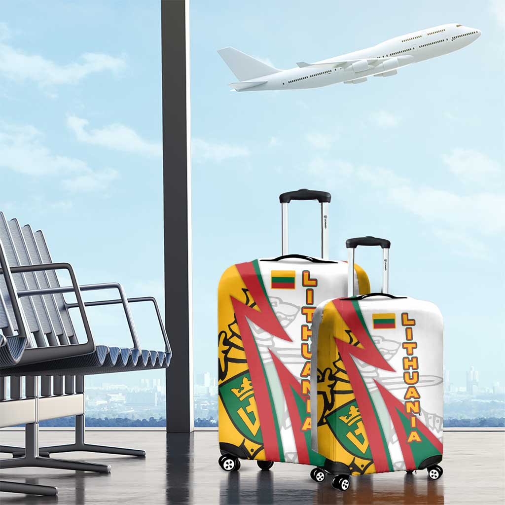 Lithuania Flag Colors Luggage Cover with Vytis Knight Design and Bold Lightning Motif TS04