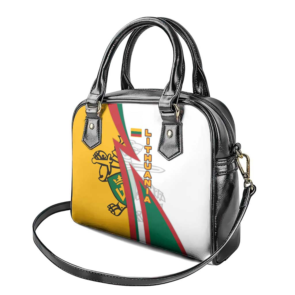 Lithuania Flag Colors Shoulder Handbag with Vytis Knight Design and Bold Lightning Motif TS04