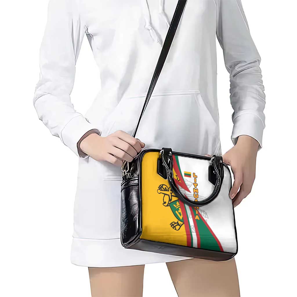 Lithuania Flag Colors Shoulder Handbag with Vytis Knight Design and Bold Lightning Motif TS04