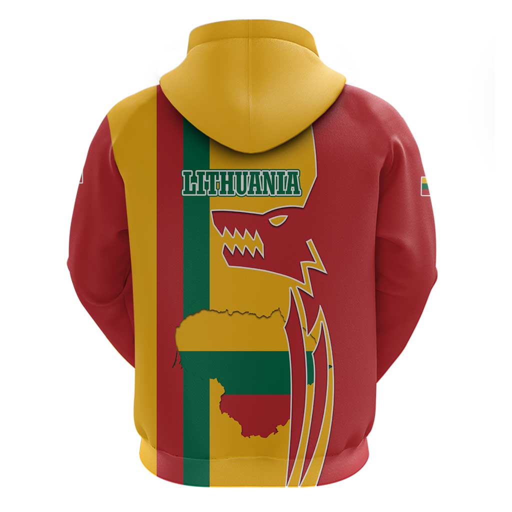 Lithuania Red Hoodie with Bold Vytis Cross Design and Tricolor Flag Accents TS04