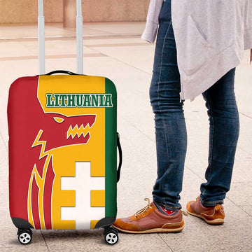 Lithuania Red Luggage Cover with Bold Vytis Cross Design and Tricolor Flag Accents TS04
