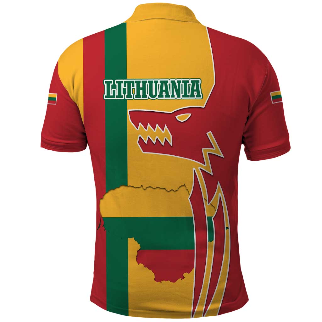 Lithuania Red Polo Shirt with Bold Vytis Cross Design and Tricolor Flag Accents TS04