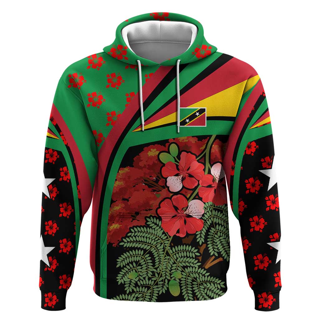 Saint Kitts and Nevis Hoodie with Flag Colors and Tropical Island Design TS04