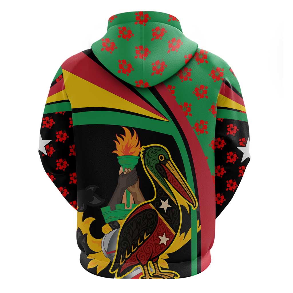 Saint Kitts and Nevis Hoodie with Flag Colors and Tropical Island Design TS04