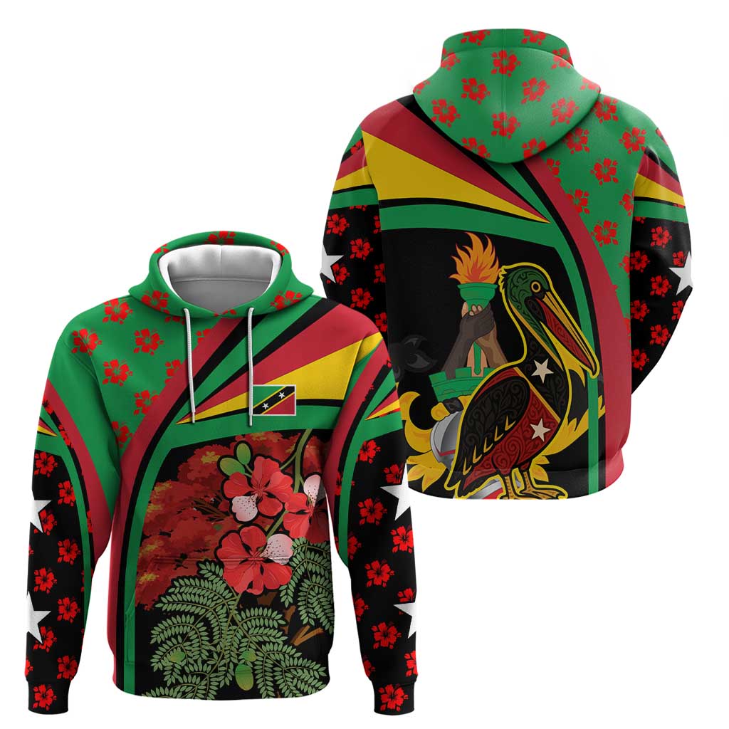 Saint Kitts and Nevis Hoodie with Flag Colors and Tropical Island Design TS04