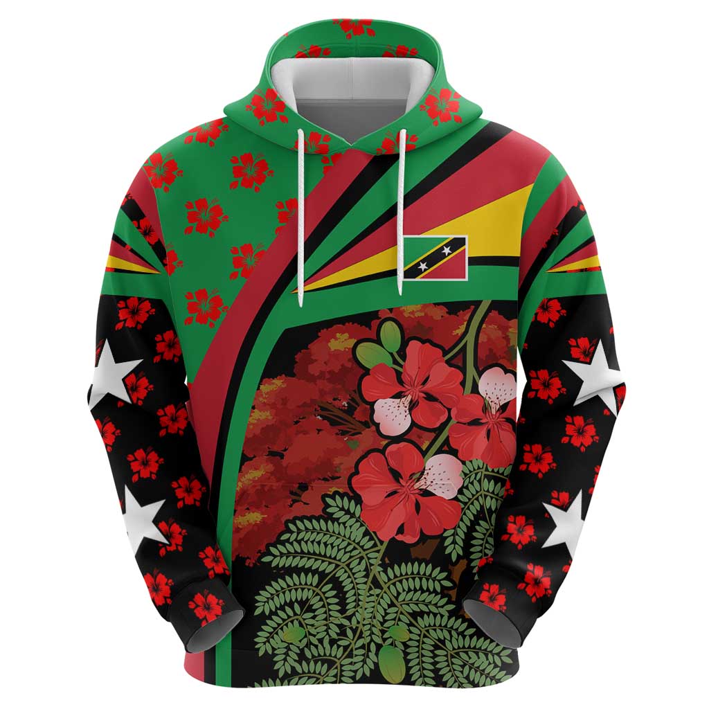 Saint Kitts and Nevis Hoodie with Flag Colors and Tropical Island Design TS04