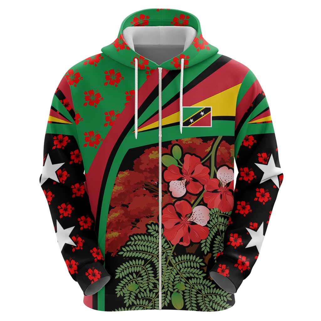 Saint Kitts and Nevis Hoodie with Flag Colors and Tropical Island Design TS04