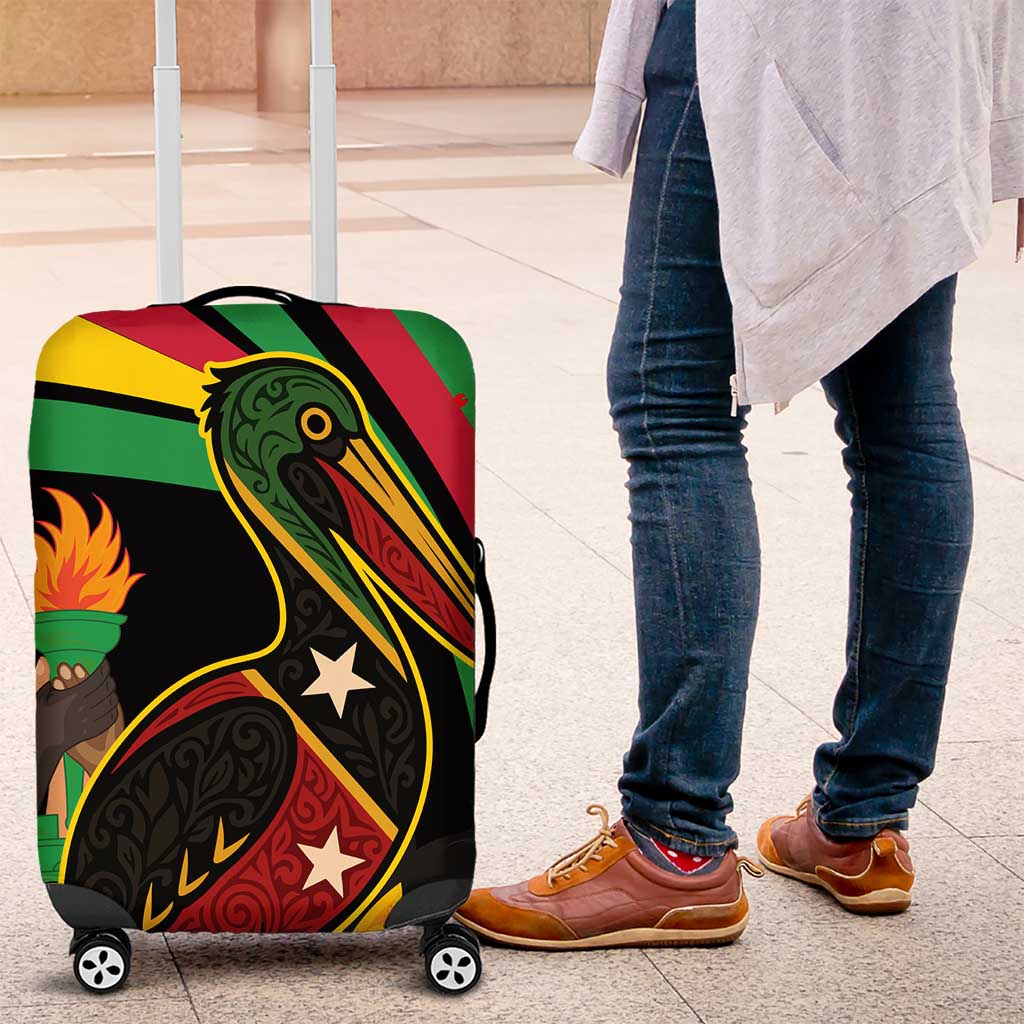 Saint Kitts and Nevis Luggage Cover with Flag Colors and Tropical Island Design TS04